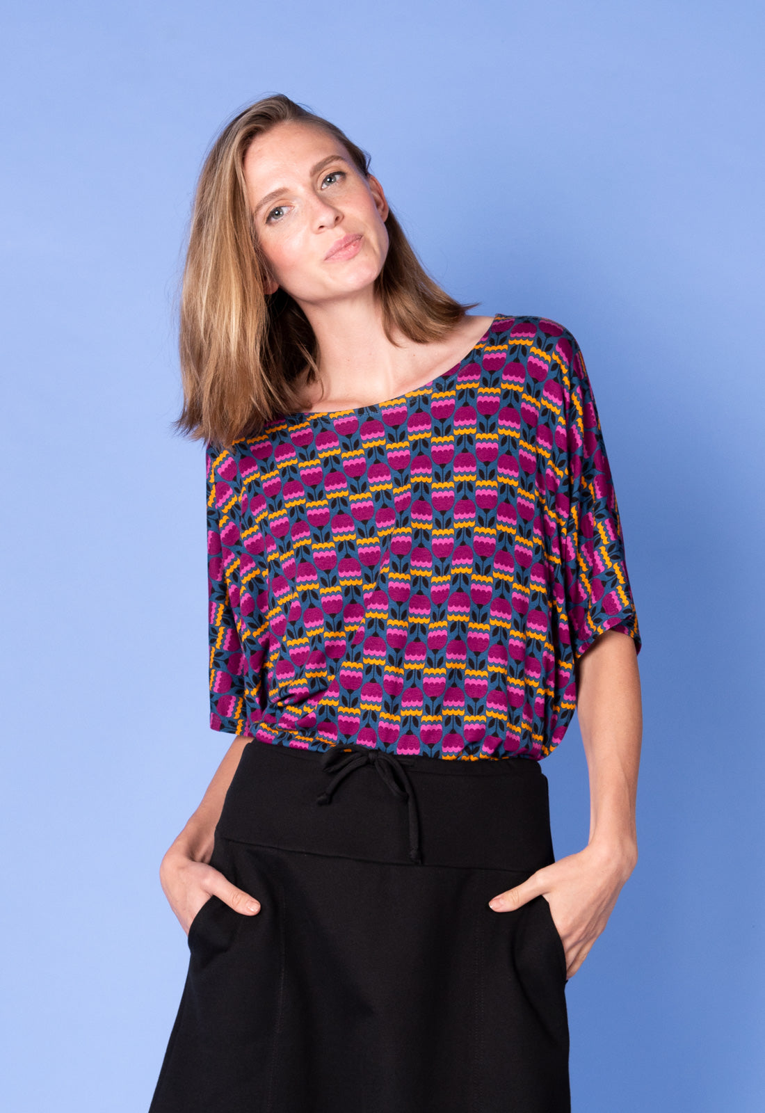 Elegantes Fledermausarm-Top - S25Top-V2 Elegantes Fledermausarm-Top - S25Top-V2