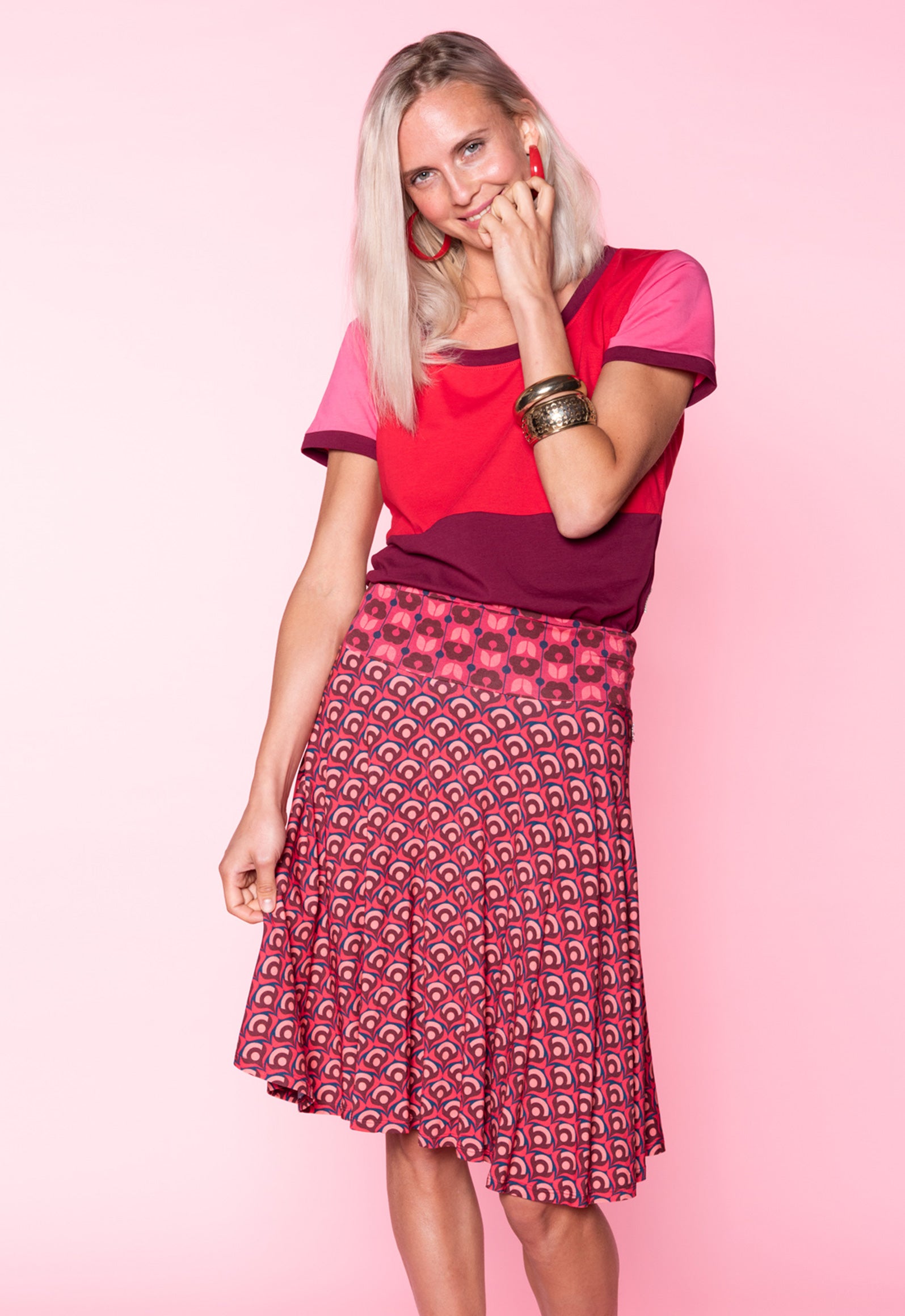 S26Candy Skirt – Schwingender Viskoserock mit Print-Mix S26Candy Skirt – Schwingender Viskoserock mit Print-Mix