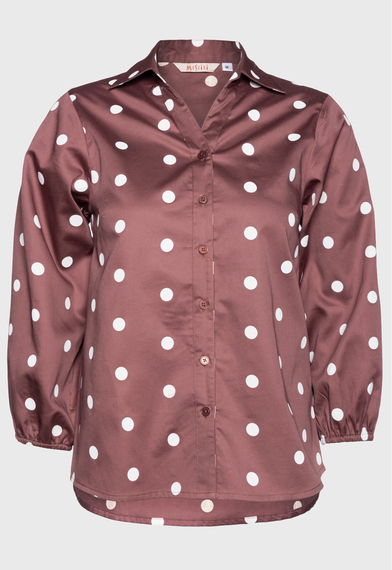 Das Model ist 170 cm groß und trägt Größe M. S26Top-PR2 – Weite Bluse mit Ballonärmeln
