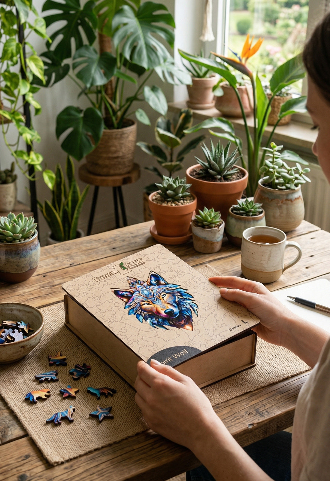 Spirit Wolf – Mystisches Wolfsmotiv als hochwertiges Holzpuzzle Spirit Wolf – Mystisches Wolfsmotiv als hochwertiges Holzpuzzle