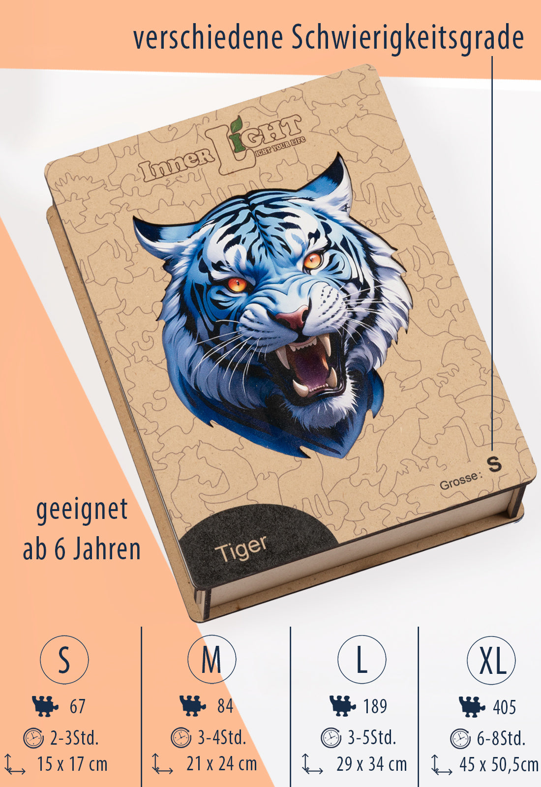 Tiger – Dynamisches Tigerporträt als hochwertiges Holzpuzzle Tiger – Dynamisches Tigerporträt als hochwertiges Holzpuzzle