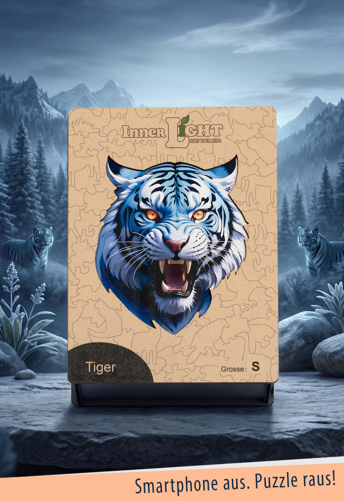 Tiger – Dynamisches Tigerporträt als hochwertiges Holzpuzzle Tiger – Dynamisches Tigerporträt als hochwertiges Holzpuzzle