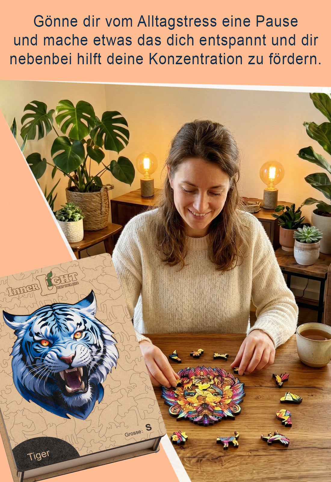 Tiger – Dynamisches Tigerporträt als hochwertiges Holzpuzzle Tiger – Dynamisches Tigerporträt als hochwertiges Holzpuzzle