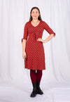 Kleid mit V-Ausschnitt, halblangen Ärmeln und Zierbändern - VD01W23