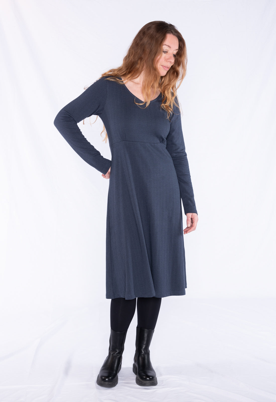 Flared V-neck dress - W24Dress-G5 Flared V-neck dress - W24Dress-G5