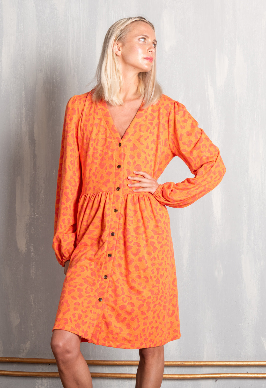 W25Dress-G8 – Klassisches Kleid mit Knopfleiste & V-Ausschnitt – GOTS-zertifiziert W25Dress-G8 – Klassisches Kleid mit Knopfleiste & V-Ausschnitt – GOTS-zertifiziert