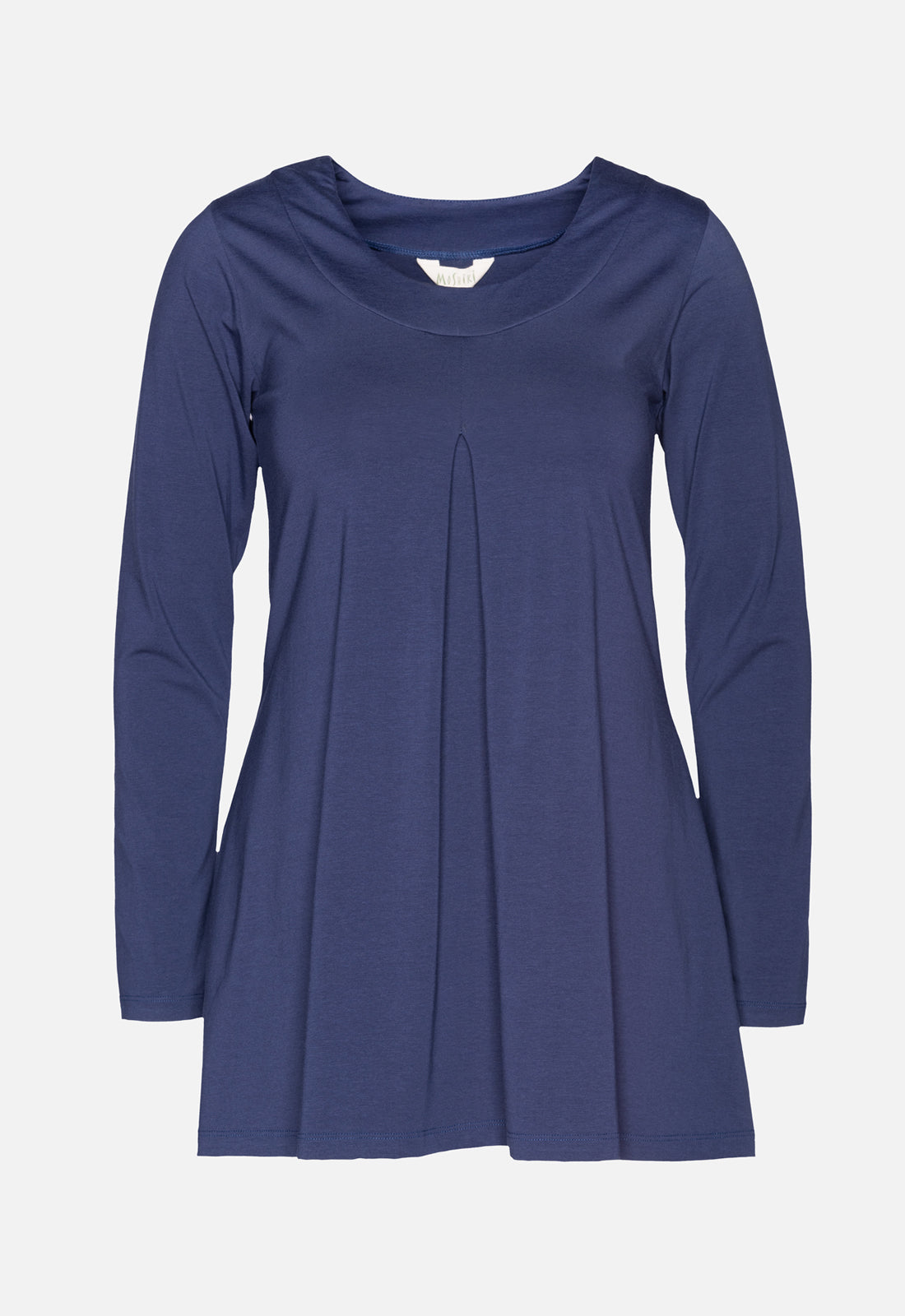 W25Top-G1 – Langes Jersey-Top mit Kellerfalte – GOTS-zertifiziert