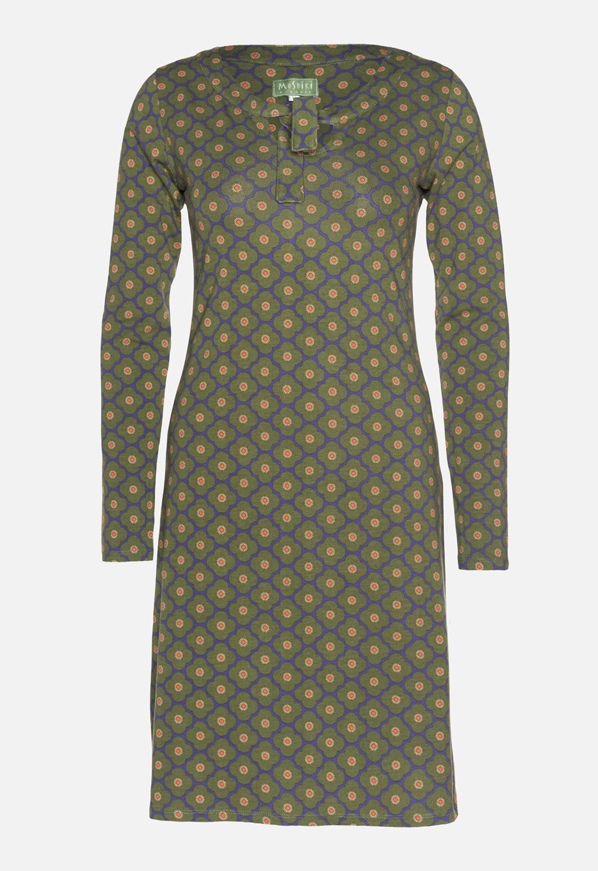 W26Dress-OC1 – leicht ausgestelltes Bio-Baumwollkleid mit Bindebändern W26Dress-OC1 – leicht ausgestelltes Bio-Baumwollkleid mit Bindebändern