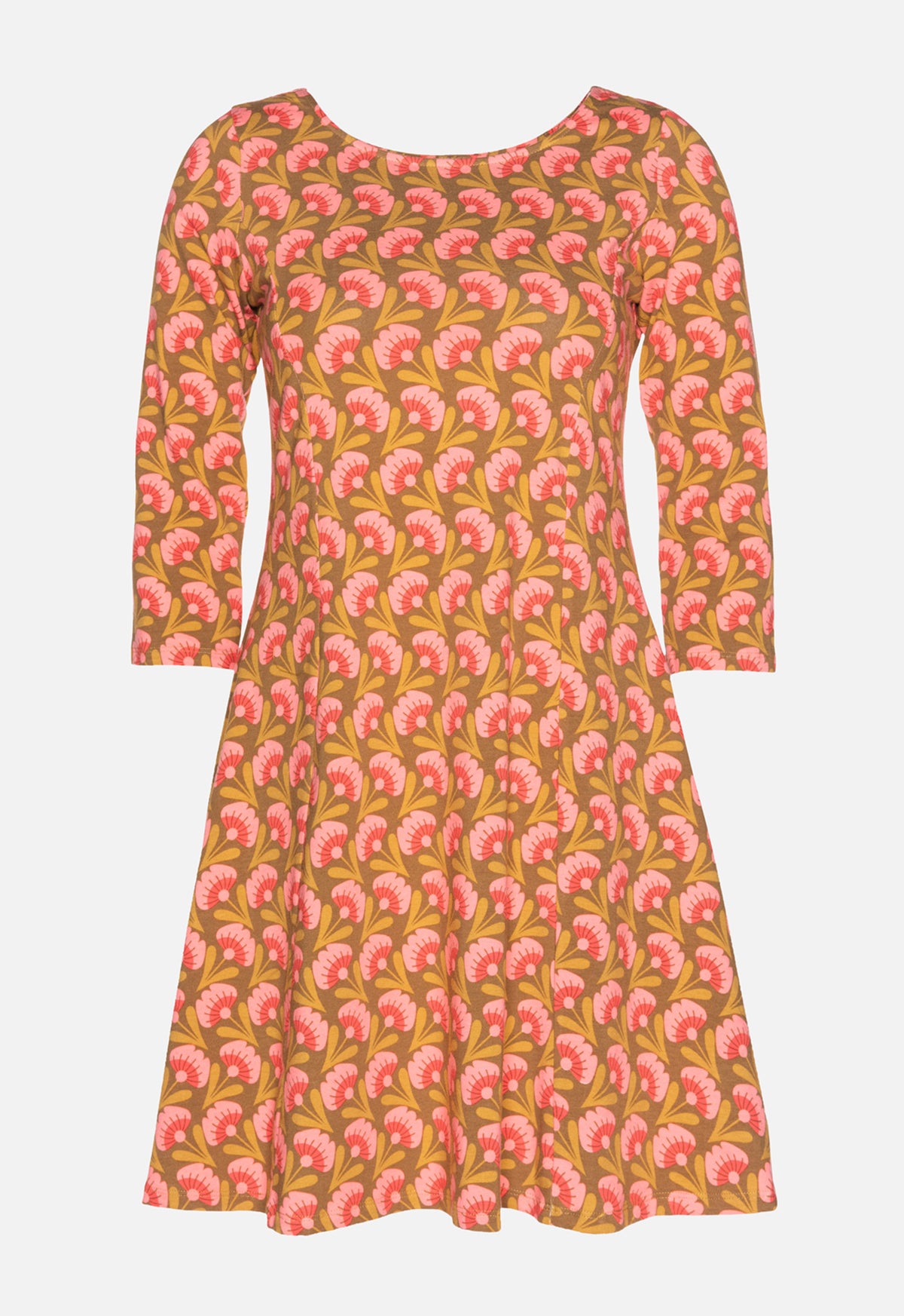 W26Dress-OC3 – ausgestelltes Bio-Baumwollkleid mit Prinzessnähten W26Dress-OC3 – ausgestelltes Bio-Baumwollkleid mit Prinzessnähten