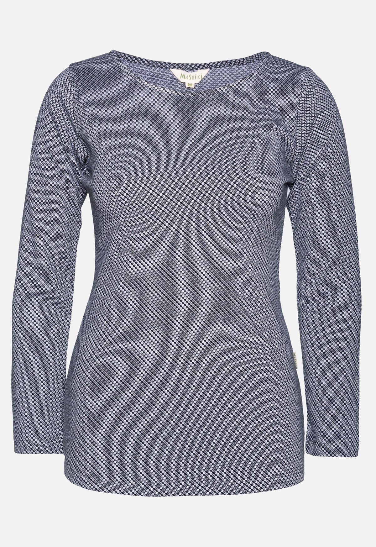 W26Top-G5 – Figurbetontes GOTS Langarmshirt aus Jacquard-Jersey W26Top-G5 – Figurbetontes GOTS Langarmshirt aus Jacquard-Jersey