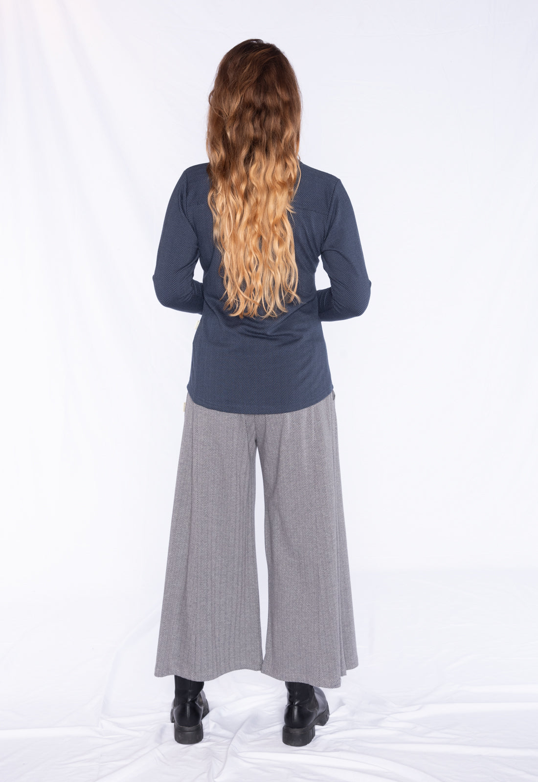 Palazzo Hose mit Fischgrätmuster - GOTS zertifiziert - W24Pants-G4 Palazzo Hose mit Fischgrätmuster - GOTS zertifiziert - W24Pants-G4
