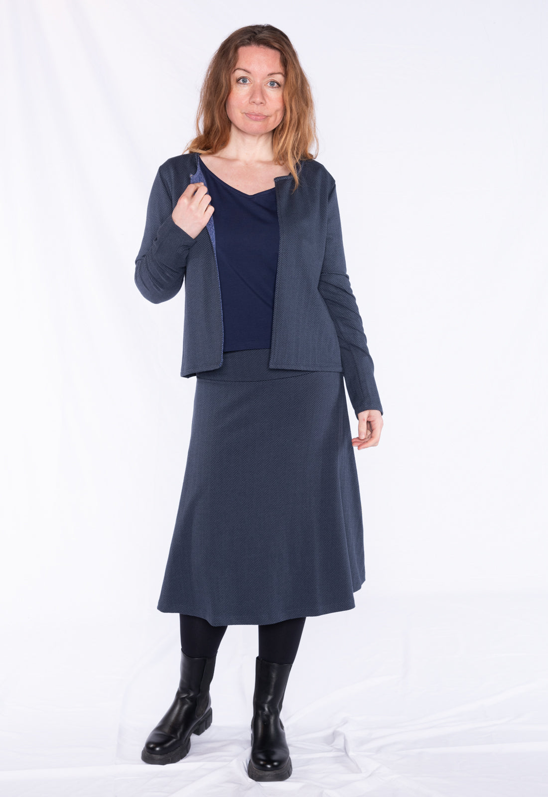 Flared midi-length skirt - GOTS certified - W24Skirt-G5 Flared midi-length skirt - GOTS certified - W24Skirt-G5