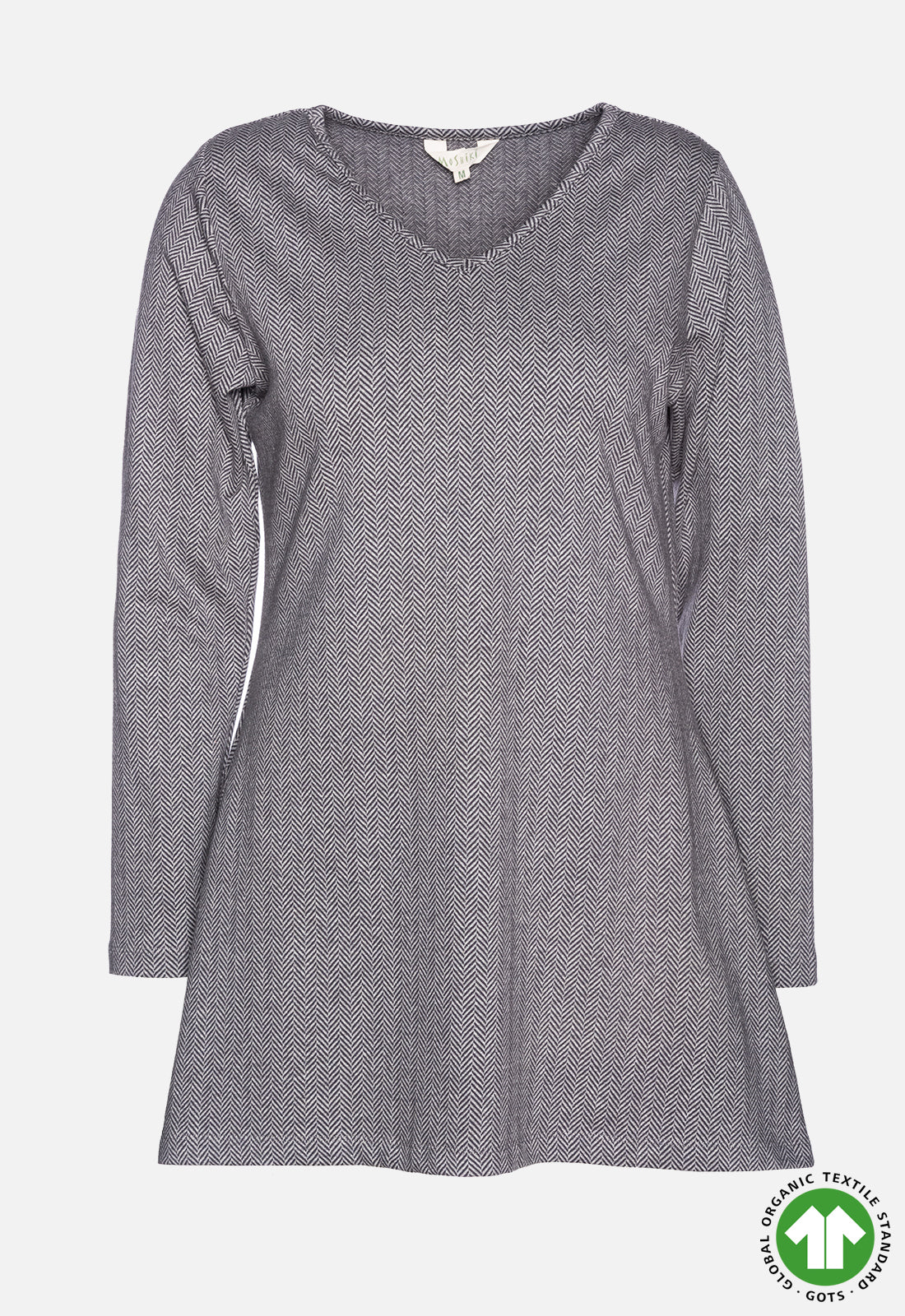 Long-sleeved V-neck top - GOTS certified - W24Top-G10 Long-sleeved V-neck top - GOTS certified - W24Top-G10