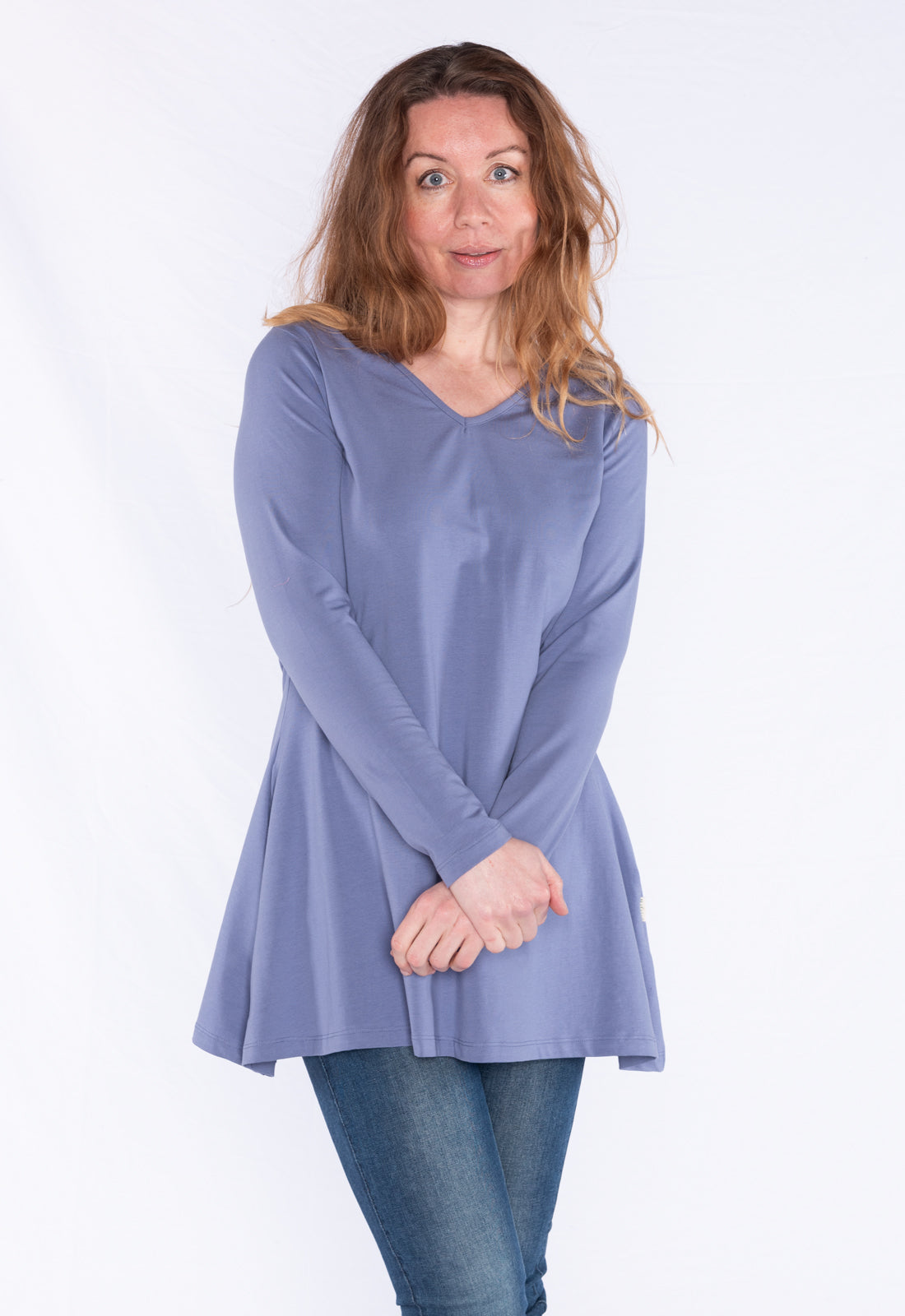 Long-sleeved V-neck shirt - GOTS certified - W24Top-G1 Long-sleeved V-neck shirt - GOTS certified - W24Top-G1