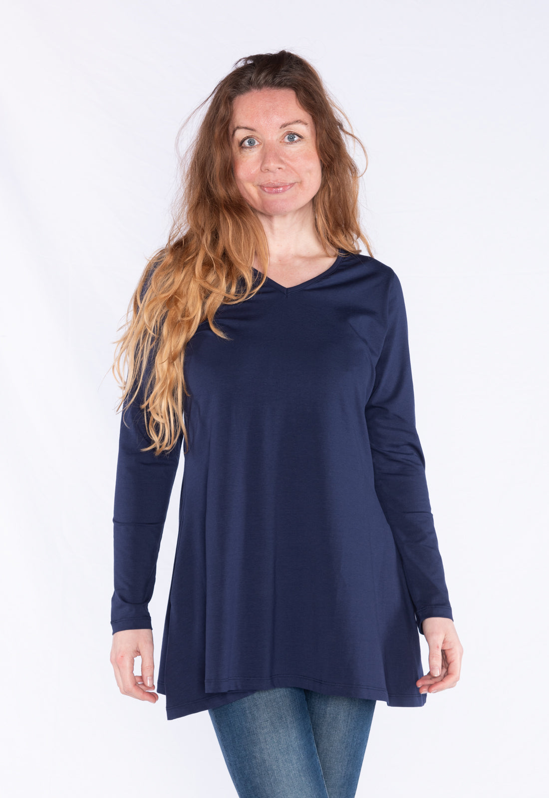 Long-sleeved V-neck shirt - GOTS certified - W24Top-G1 Long-sleeved V-neck shirt - GOTS certified - W24Top-G1