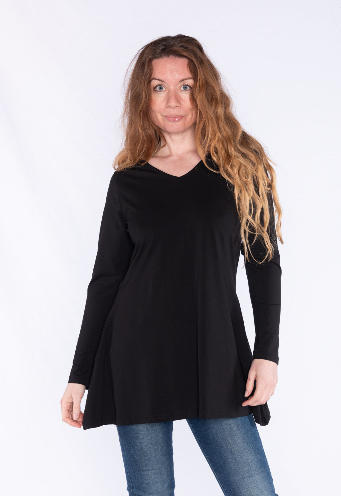 Long-sleeved V-neck shirt - GOTS certified - W24Top-G1 Long-sleeved V-neck shirt - GOTS certified - W24Top-G1