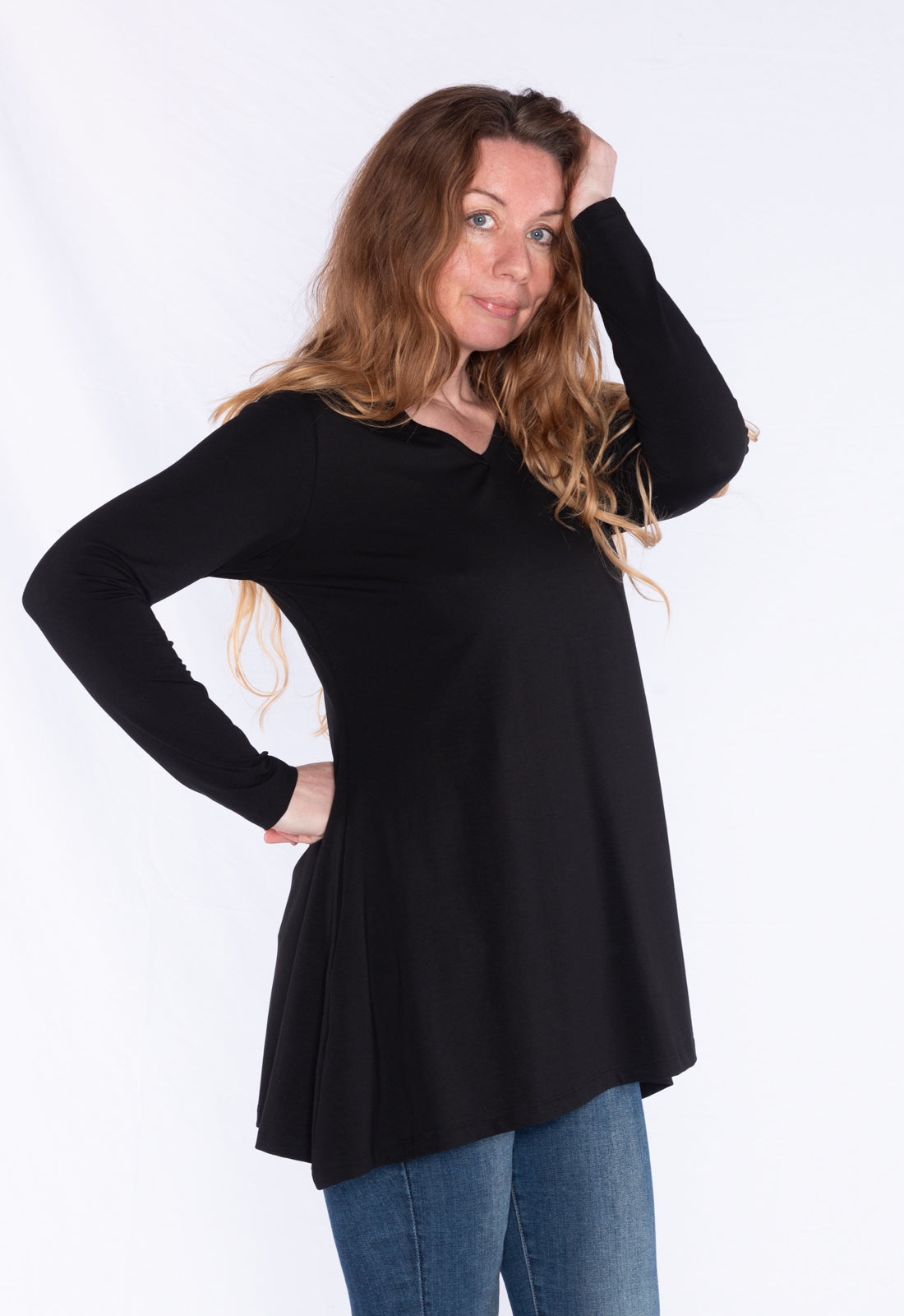 Long-sleeved V-neck shirt - GOTS certified - W24Top-G1 Long-sleeved V-neck shirt - GOTS certified - W24Top-G1