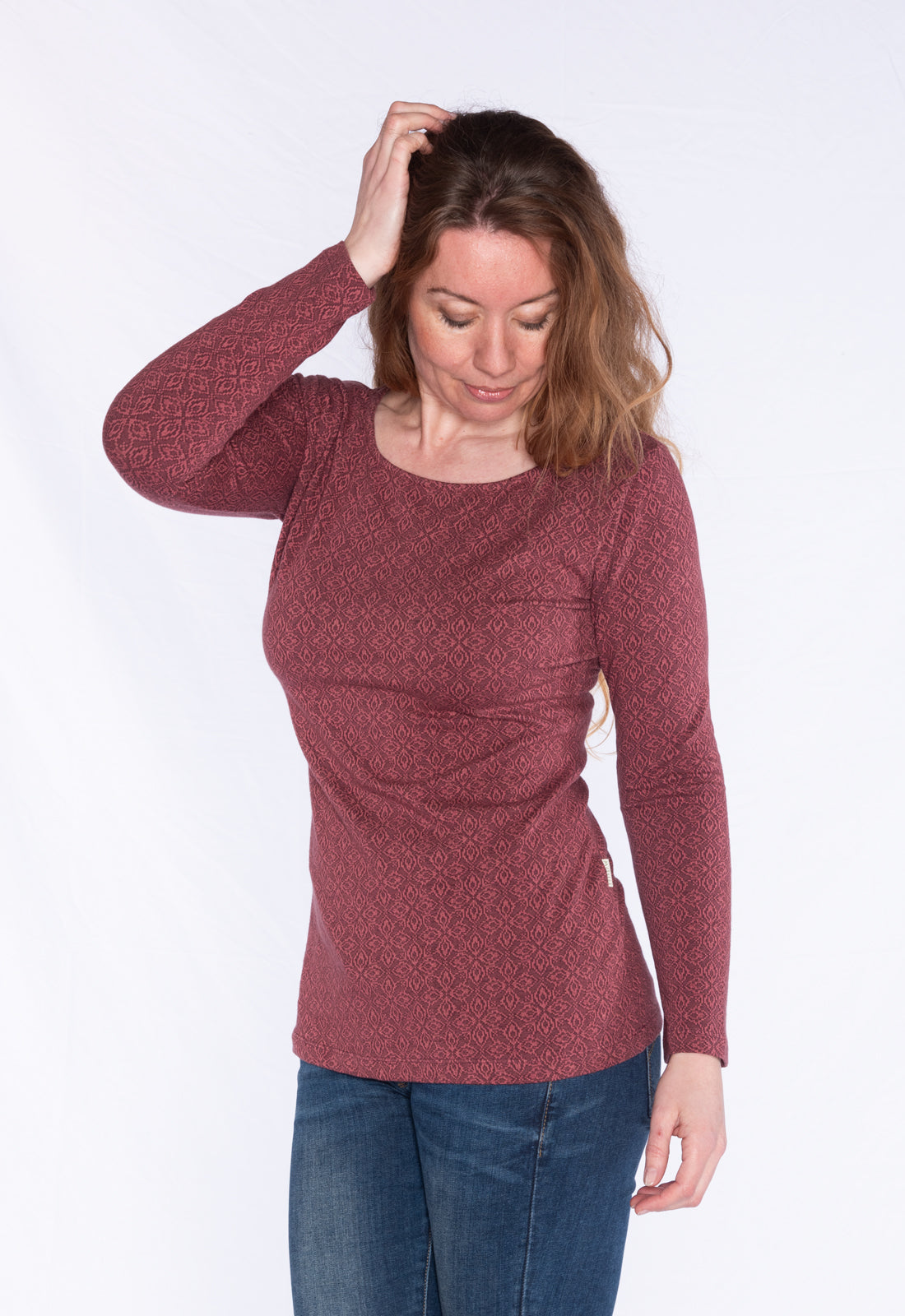 Figure-hugging long-sleeved top with round neck - GOTS certified - W24Top-G4 Figure-hugging long-sleeved top with round neck - GOTS certified - W24Top-G4