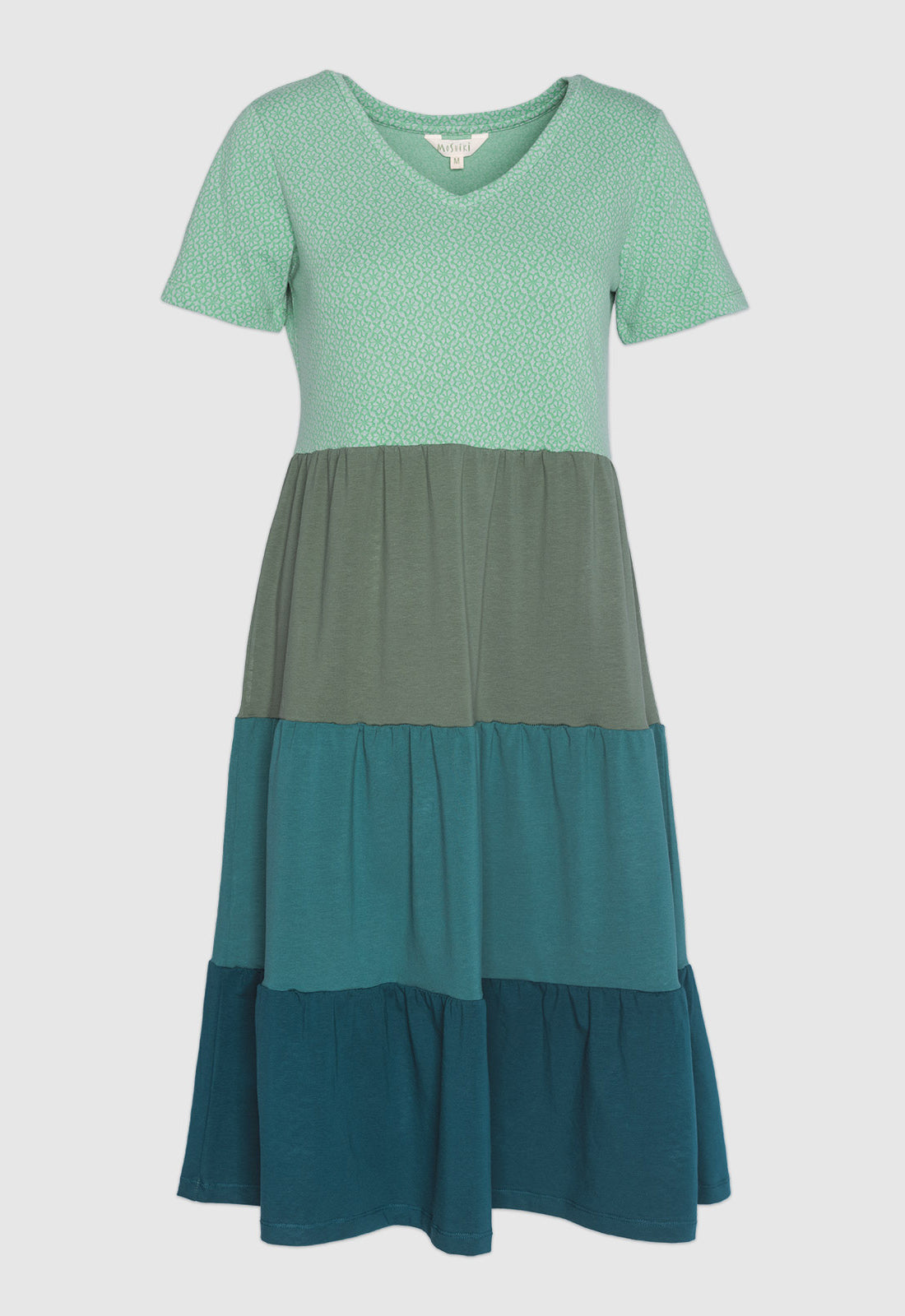 Long tiered dress with V-neck - S24Dress-G12 Long tiered dress with V-neck - S24Dress-G12