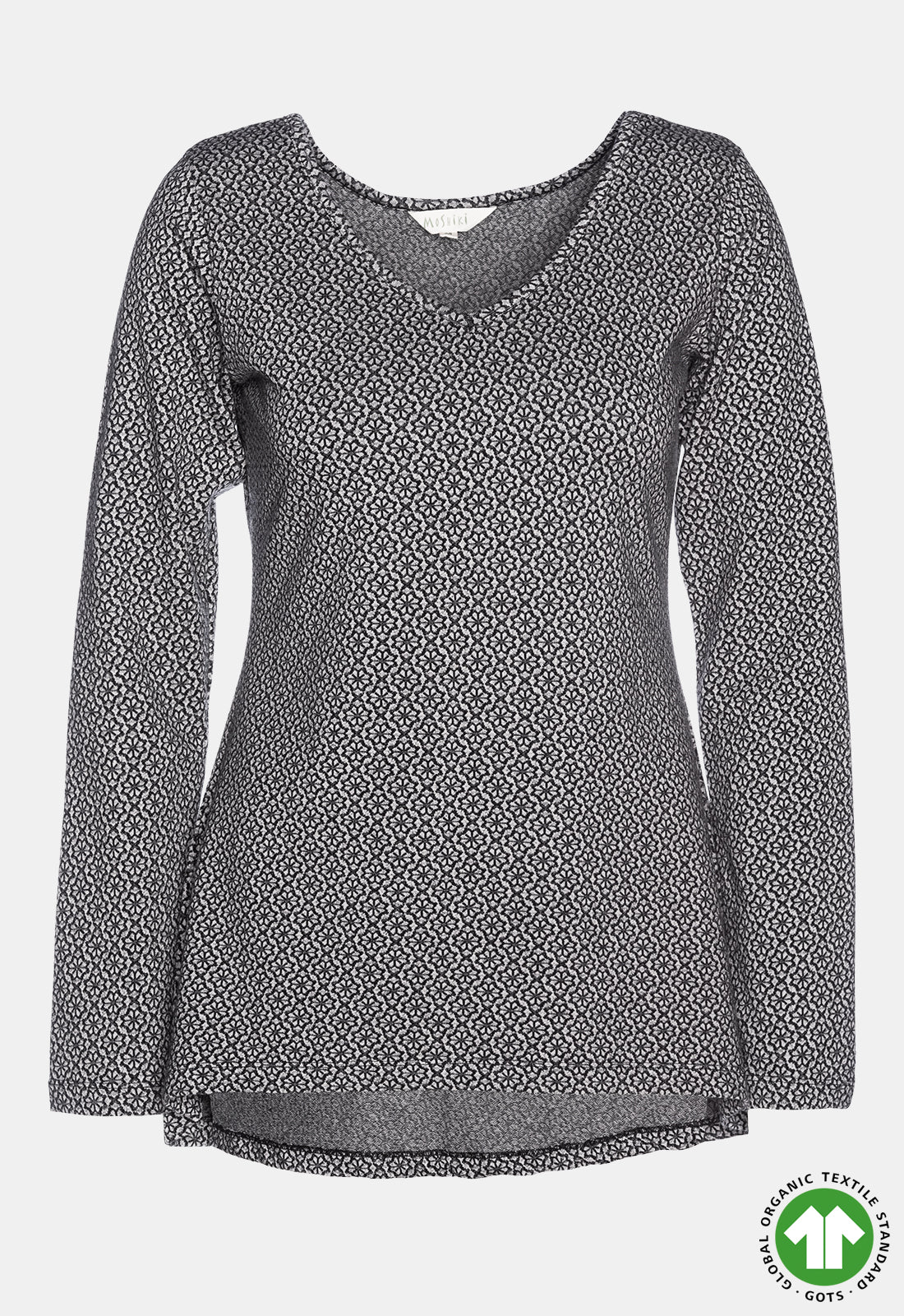 Long-sleeved top with high-low waistband - GOTS certified - W24Top-G5 Long-sleeved top with high-low waistband - GOTS certified - W24Top-G5