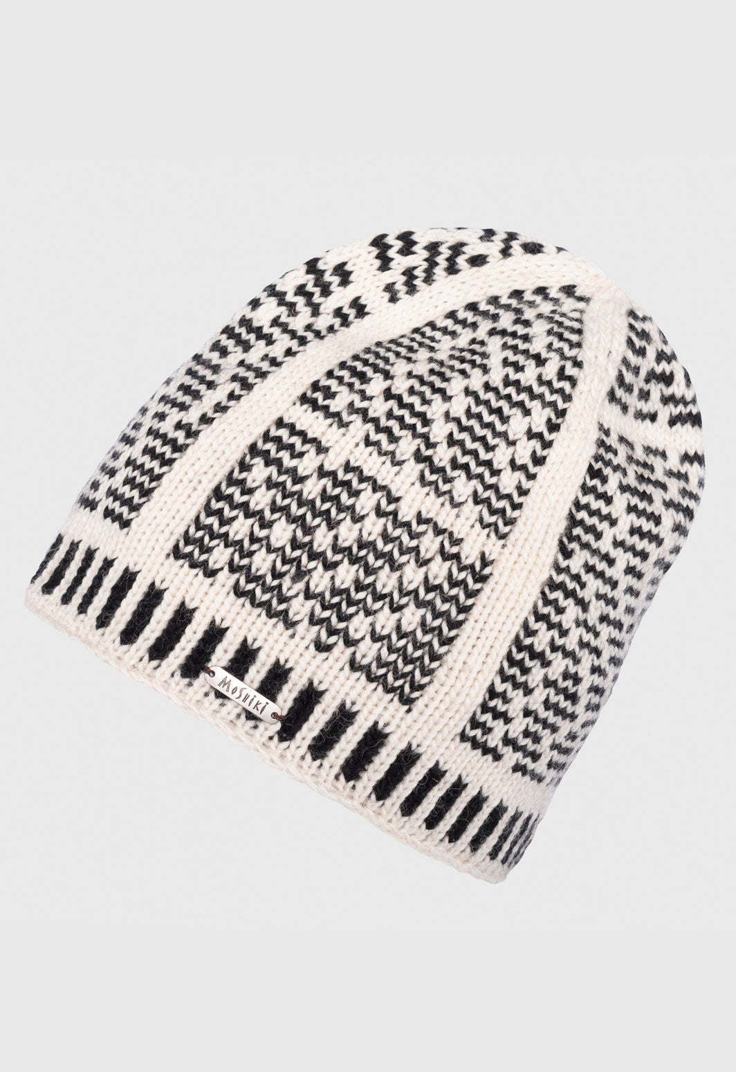 Bhuk Beanie – Lässige Strickmütze mit Zeitungsmuster aus 100 % Wolle