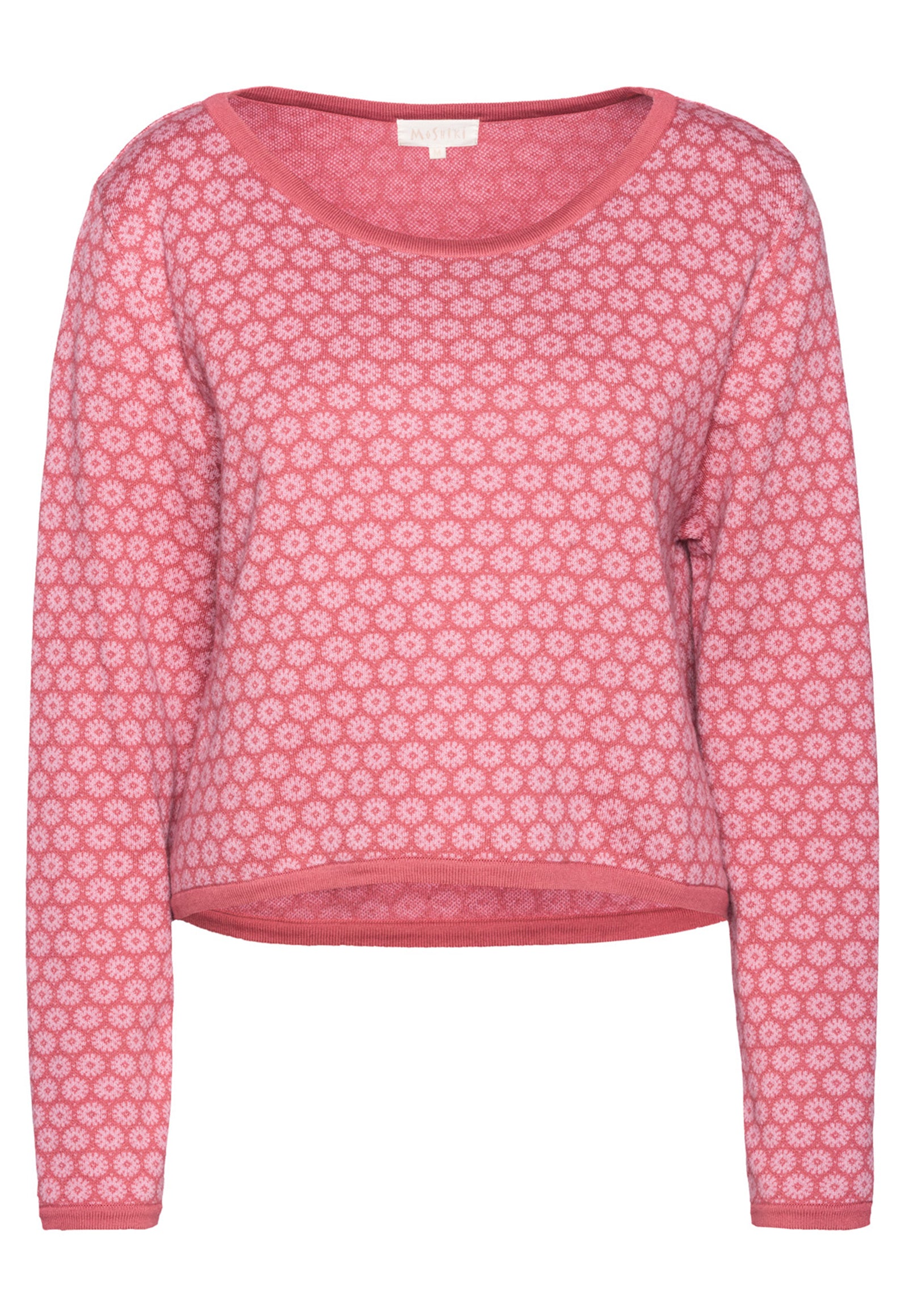 Bjuti Pullover – Jacquard-Strickpullover aus Bio-Baumwolle im High-Low-Schnitt