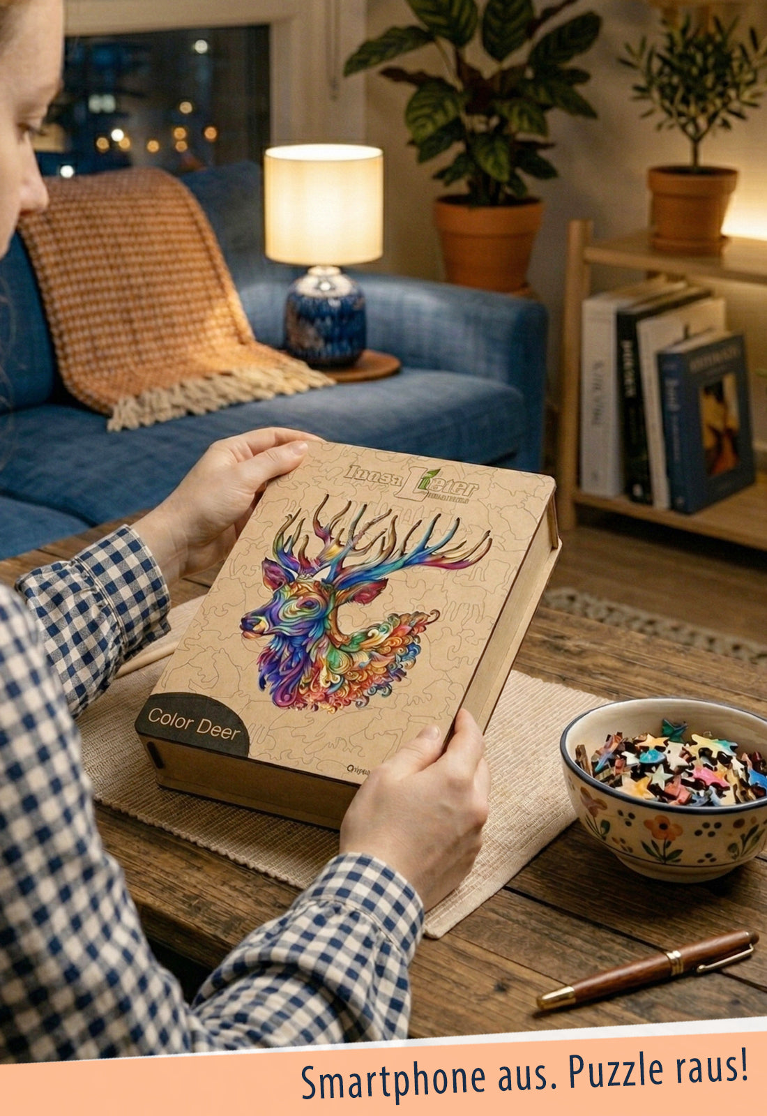 Color Deer – Künstlerisches Hirschmotiv als hochwertiges Holzpuzzle