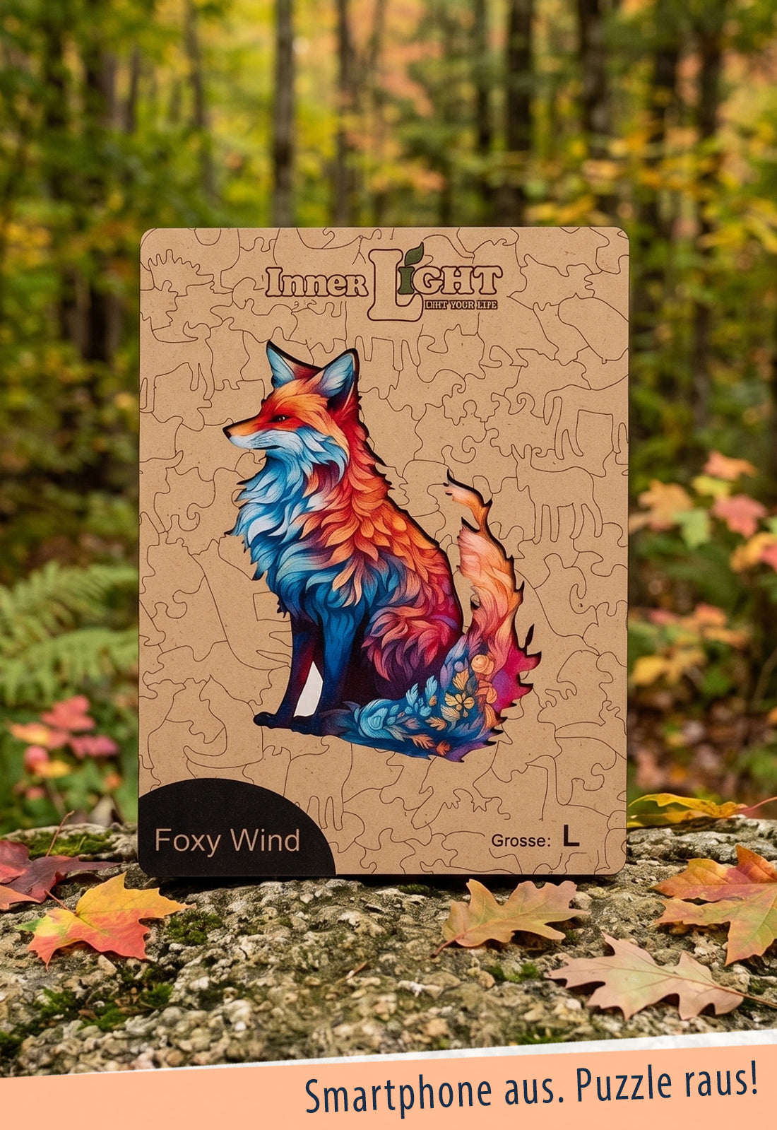 Foxy Wind – Ausdrucksstarkes Fuchsmotiv als hochwertiges Holzpuzzle