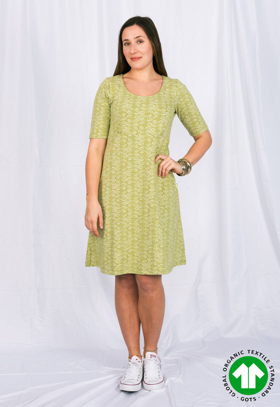 Jacquard Skaterkleid mit halblangen Ärmeln - GD01S23 (MODR84)
