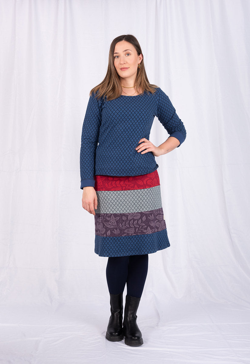 Skirt with print mix in block stripes - GOTS certified - GSK04W23
