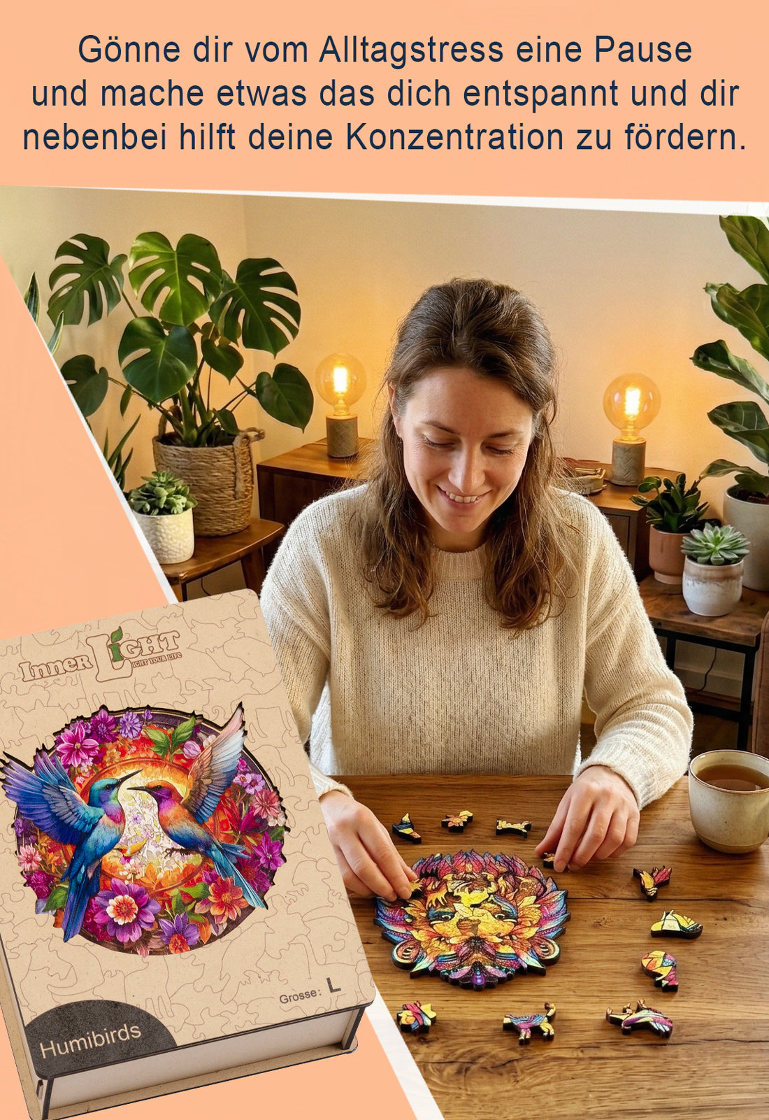 Humibirds – Farbenfrohes Kolibri-Motiv als hochwertiges Holzpuzzle