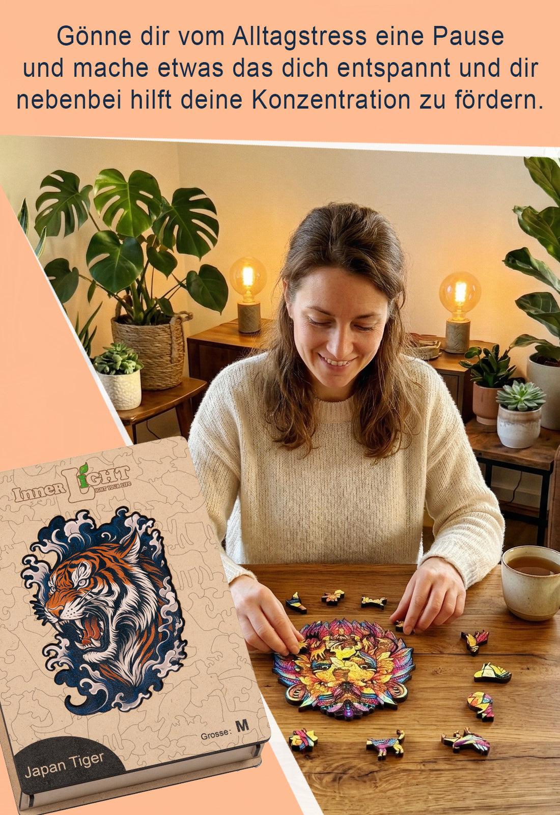 Japan Tiger – Dynamisches Tigermotiv als hochwertiges Holzpuzzle