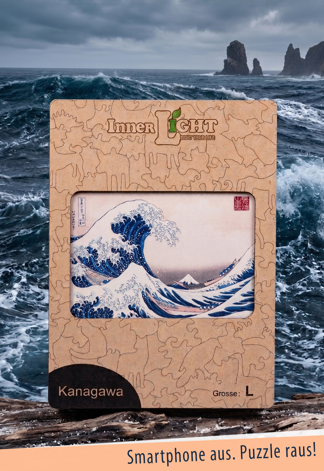 Kanagawa – Klassisches Wellenmotiv als hochwertiges Holzpuzzle