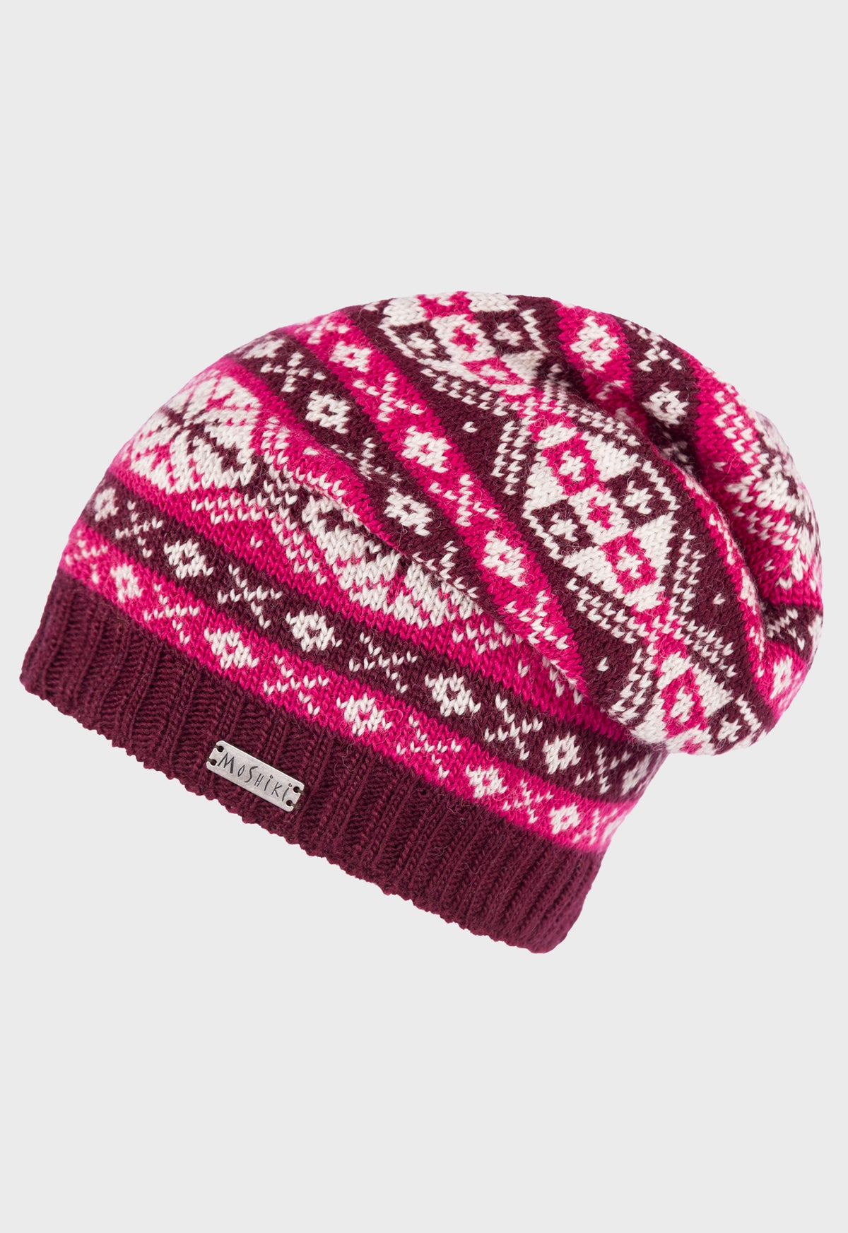 Khara – gemusterte Longbeanie aus 100 % Wolle mit Bio-Baumwoll-Fleece