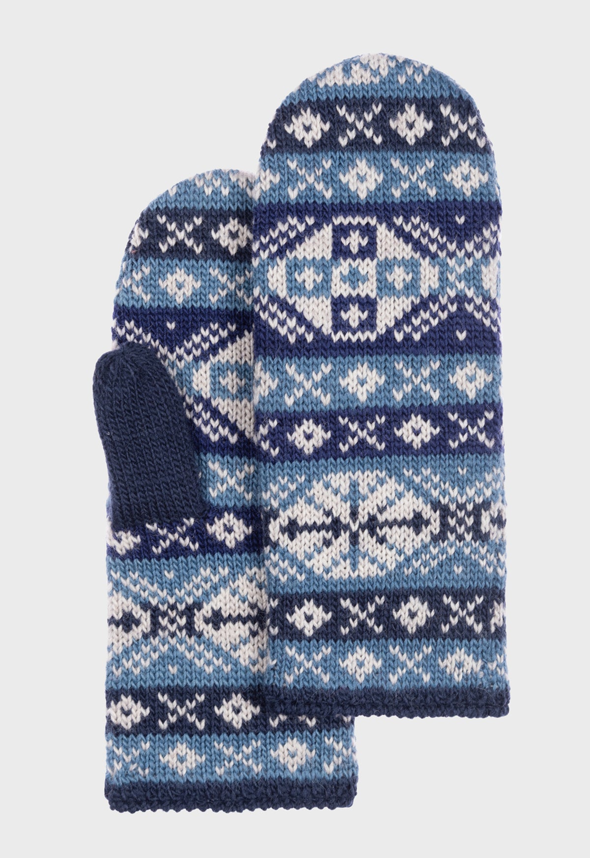 Khara Mittens – gemusterte Wollfäustlinge mit Bio-Baumwoll-Fleece