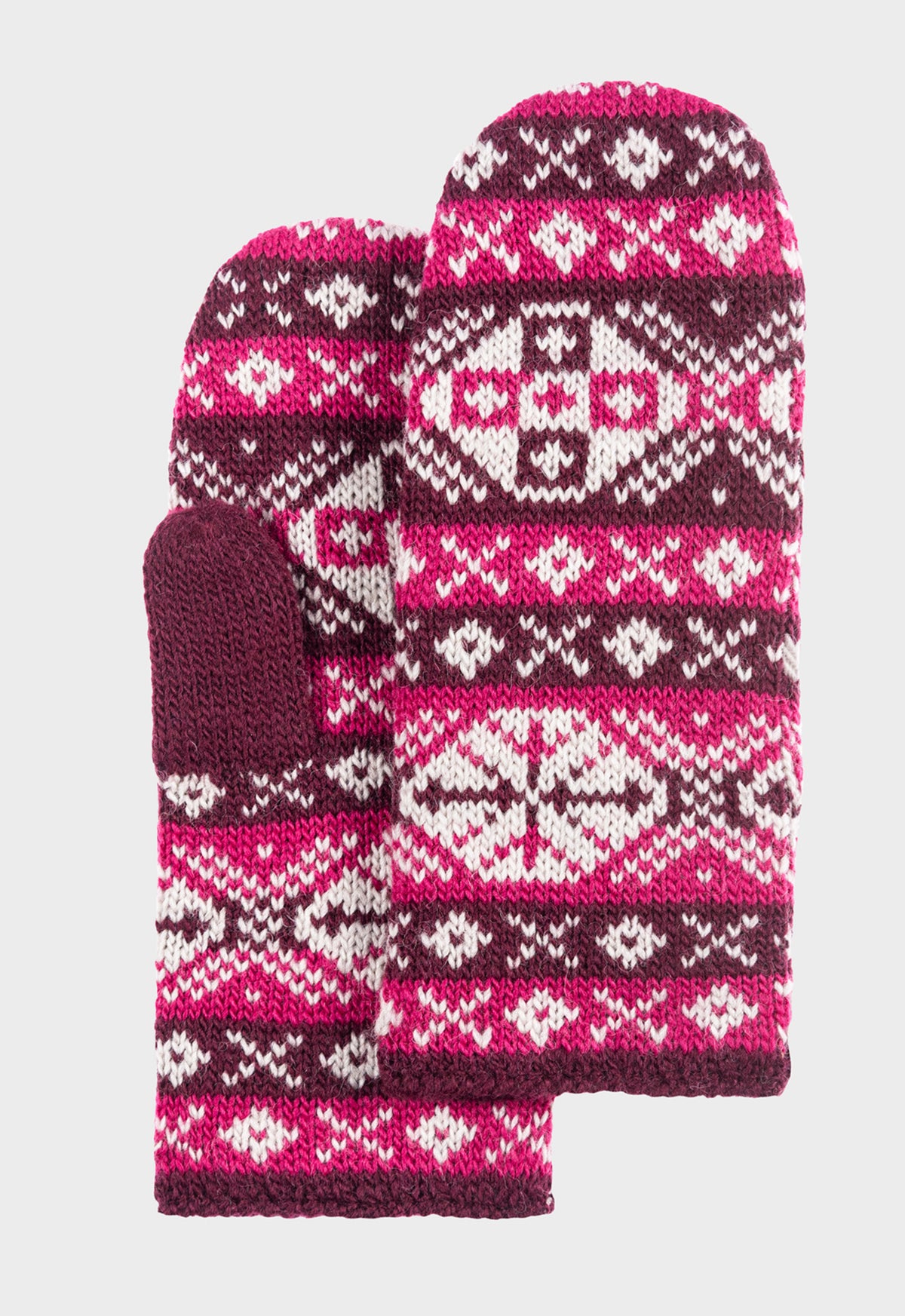 Khara Mittens – gemusterte Wollfäustlinge mit Bio-Baumwoll-Fleece