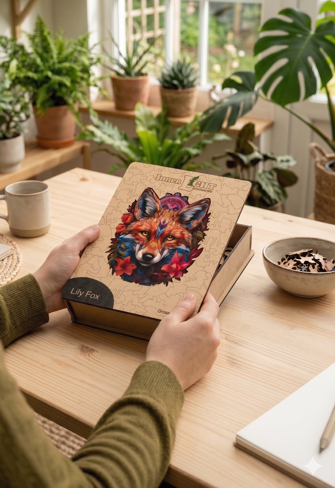 Lily Fox – Farbenfrohes Fuchsmotiv als hochwertiges Holzpuzzle