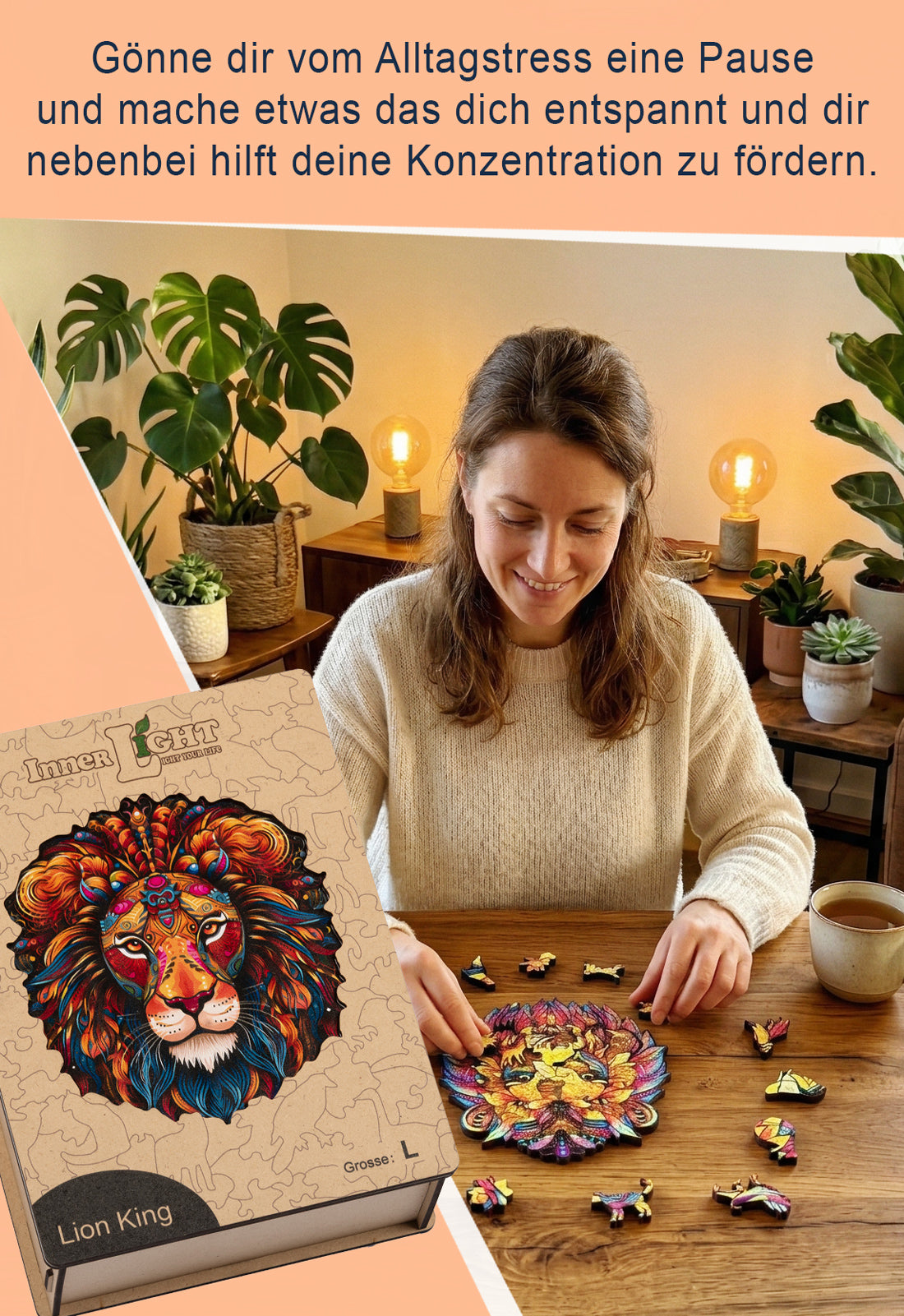 Lion King – Kraftvolles Löwenmotiv als hochwertiges Holzpuzzle