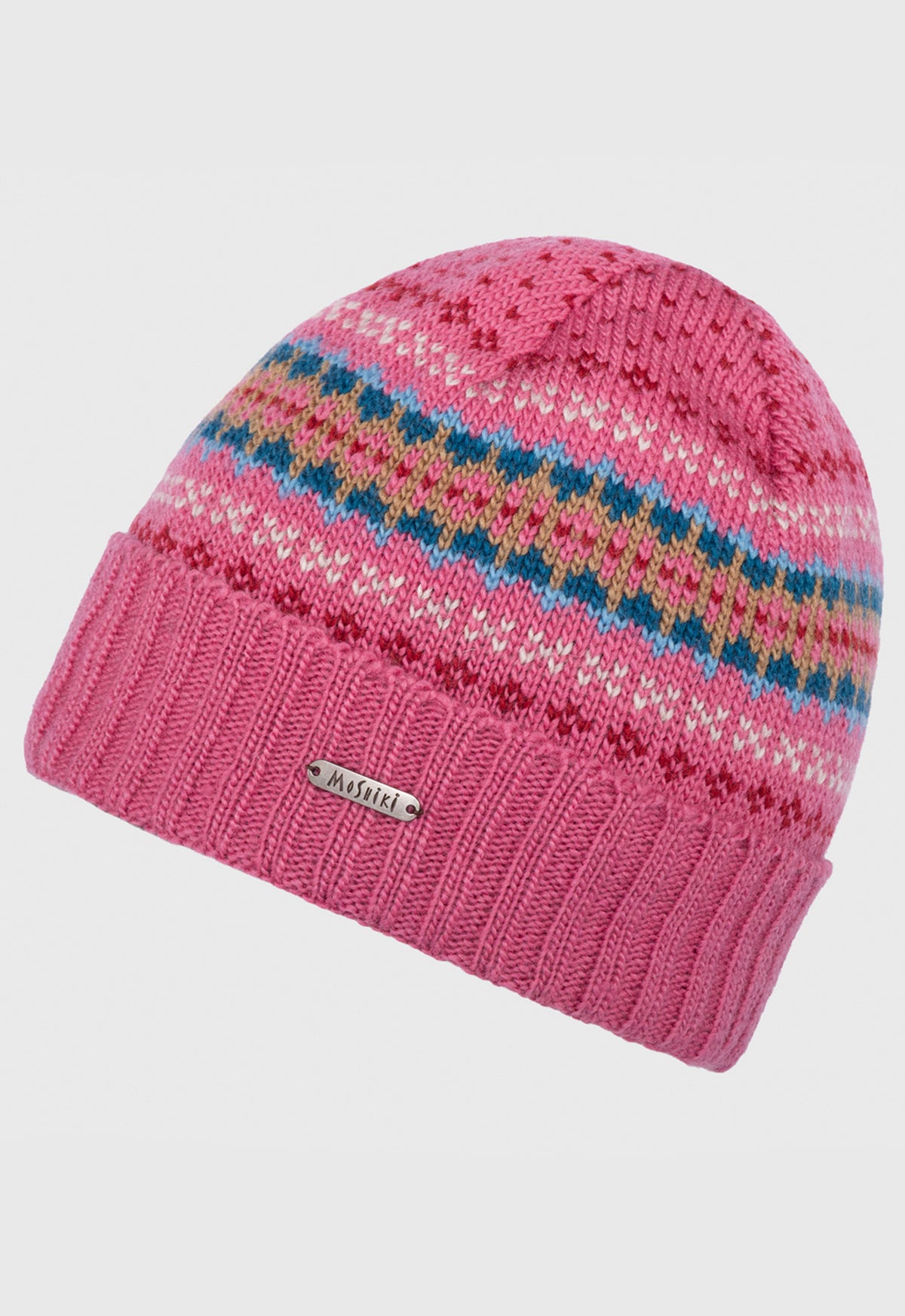 Matha Beanie – Gemusterte Strickmütze aus 100 % Wolle mit Umschlag