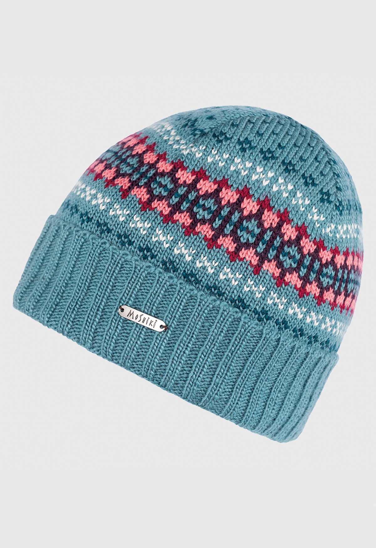 Matha Beanie – Gemusterte Strickmütze aus 100 % Wolle mit Umschlag