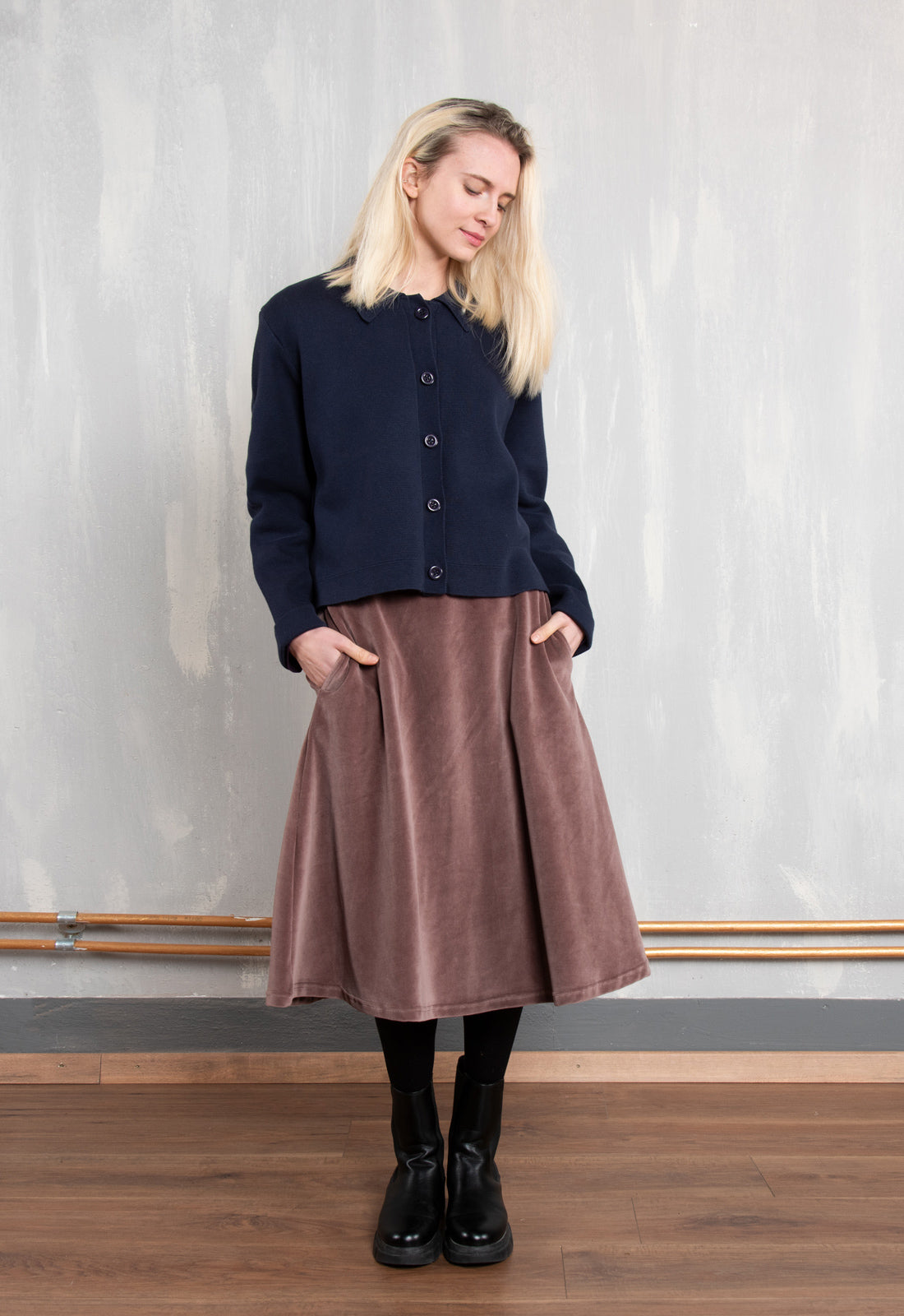 Meruna Jacket – GOTS Strickjacke aus 100 % Biobaumwolle mit Blusenkragen