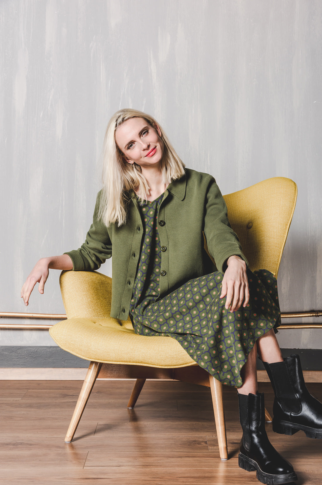 Meruna Jacket – GOTS Strickjacke aus 100 % Biobaumwolle mit Blusenkragen