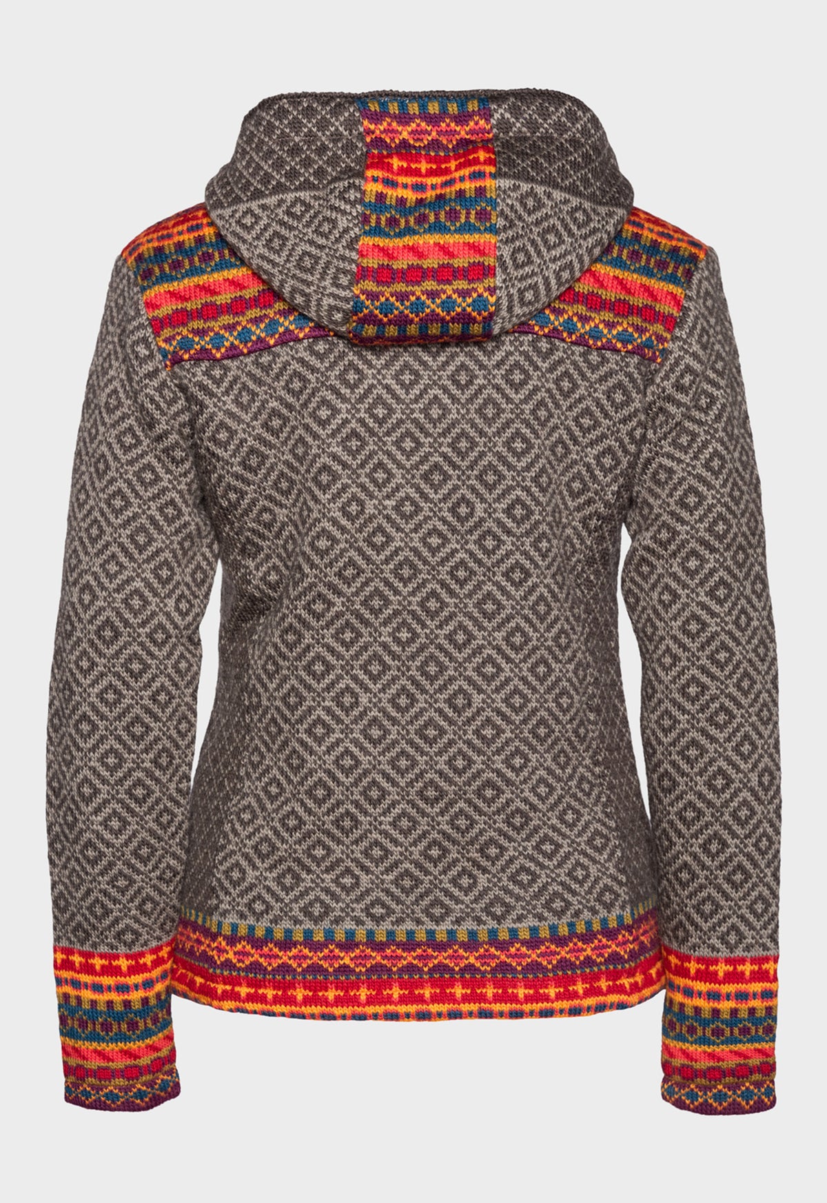 Miranya Jacket – gemusterte Wolljacke mit Kapuze und Plüschfutter