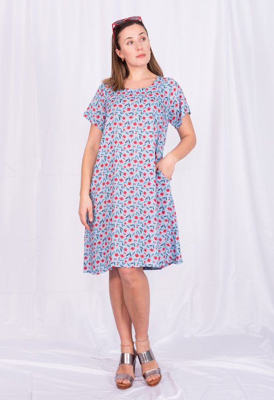 Locker sitzendes Kleid mit T-Shirtärmel - RD01S23