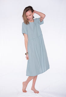  Langes Kleid mit Rundhals und kurzen Ärmeln - S24Dress-C1 Moshiki