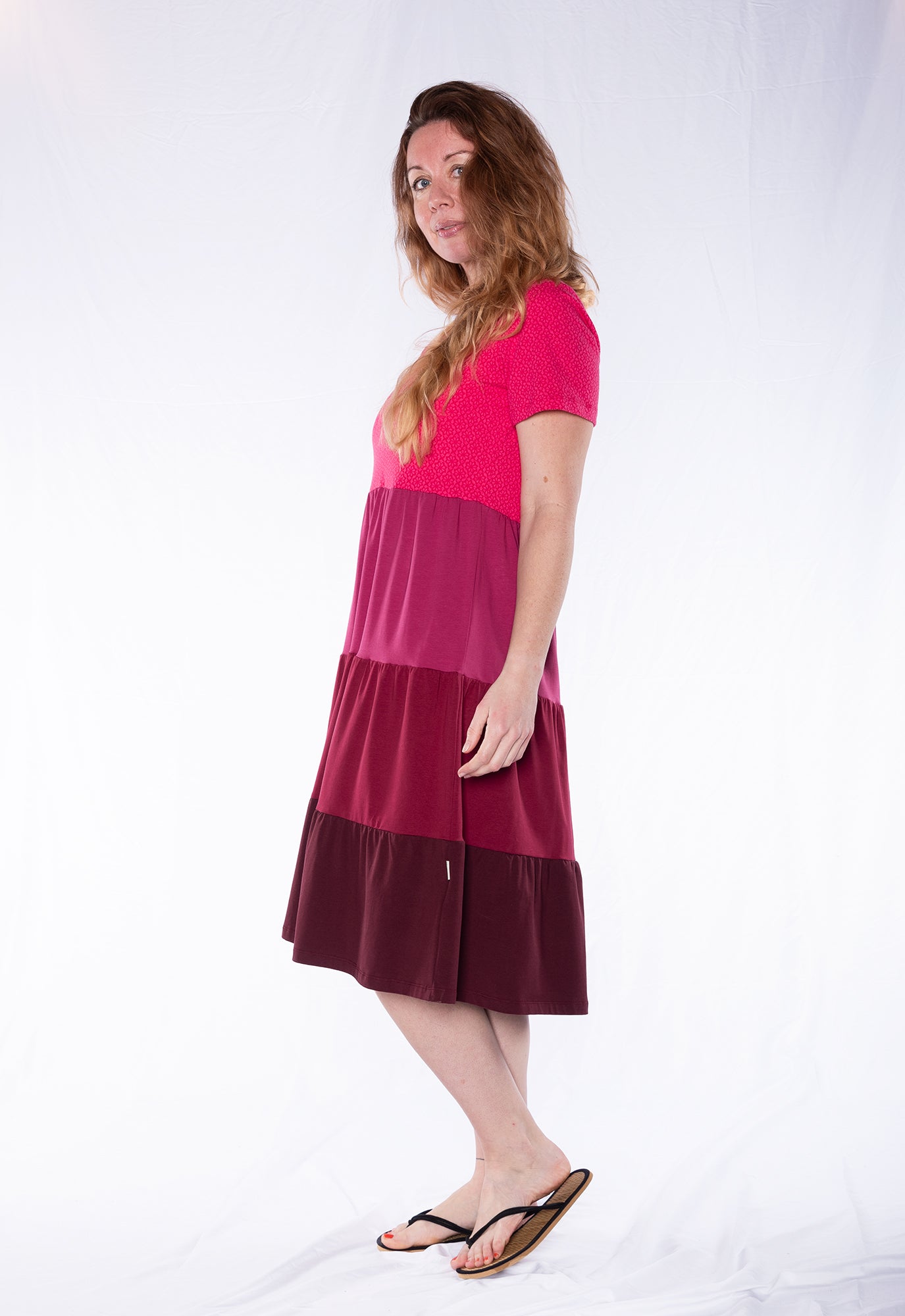 Long tiered dress with V-neck - S24Dress-G12