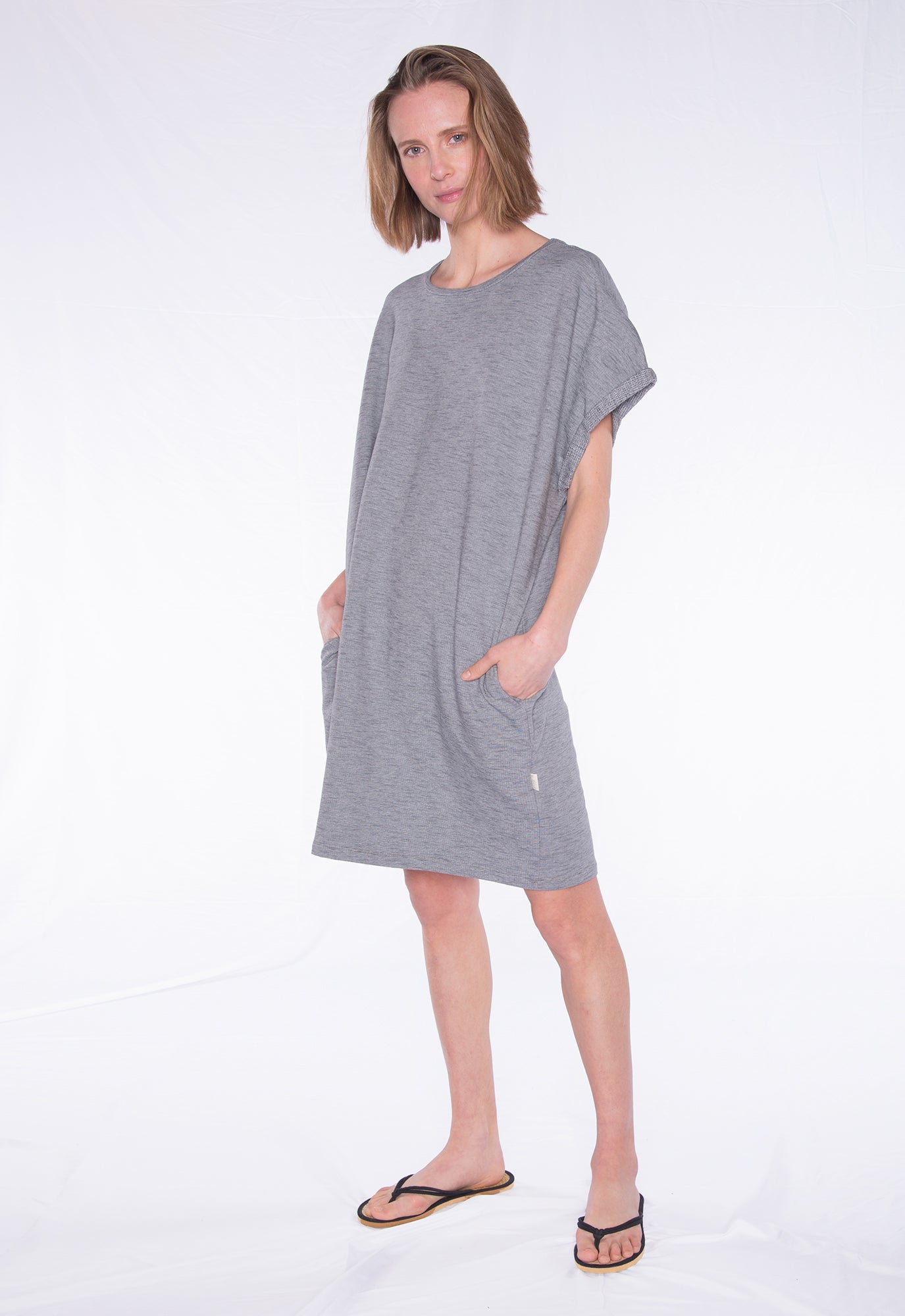 Loose dress with folded sleeves - S24Dress-G5