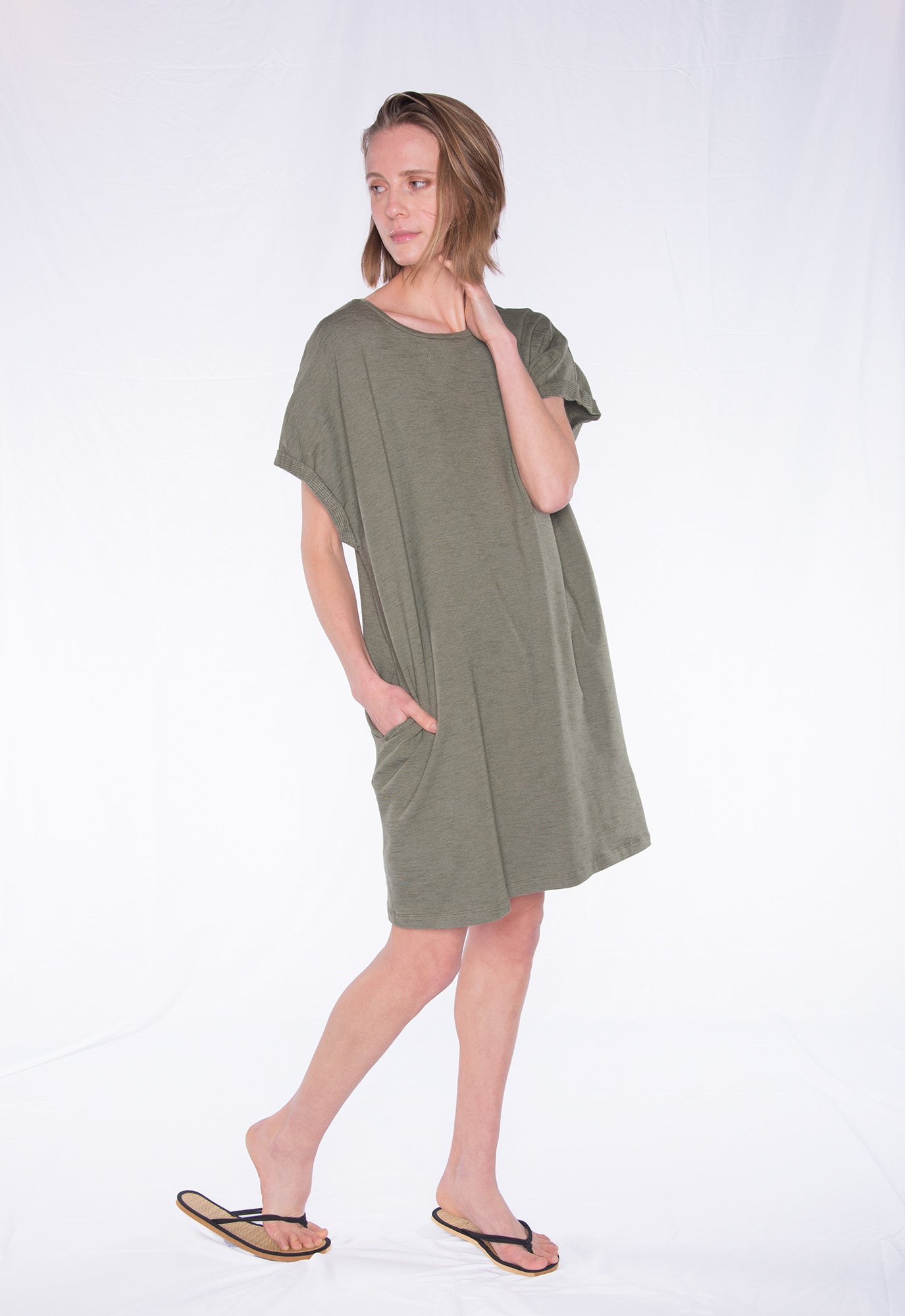 Loose dress with folded sleeves - S24Dress-G5