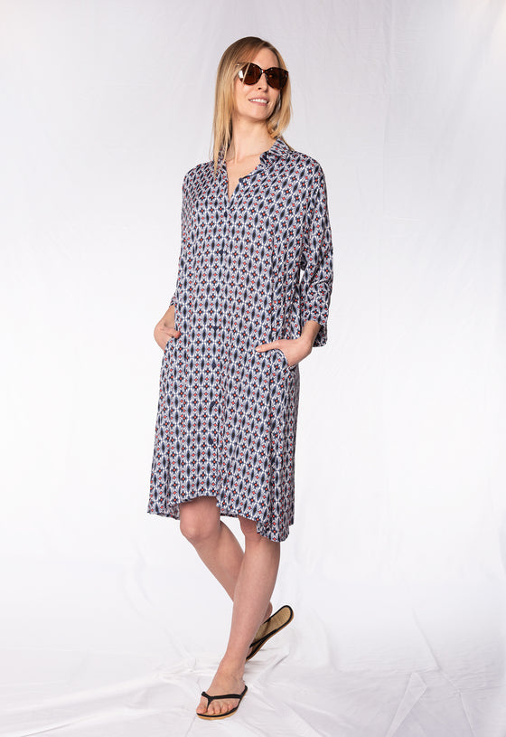 Kleid mit langem Ärmel und durchgängiger Knopfleiste - S24Dress-R1