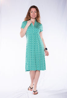  Kleid mit kurzen Ärmeln und V-Ausschnitt - S24Dress-V3 Moshiki